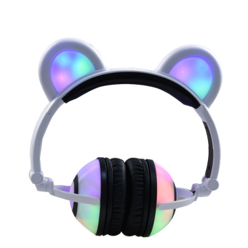 In stock Cute Glowing wired 3.5mm Bear Headphones