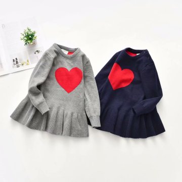 High quality soft sweaters for kids red love kids sweater dresses