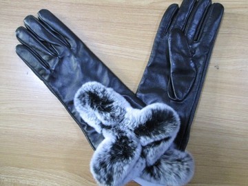 Rex Rabbit Fur Cuff Leather Gloves