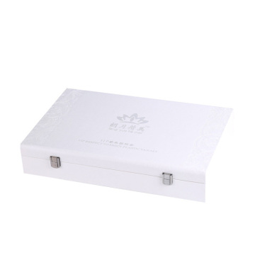 White PU Cover Wooden Rigid Gift Box