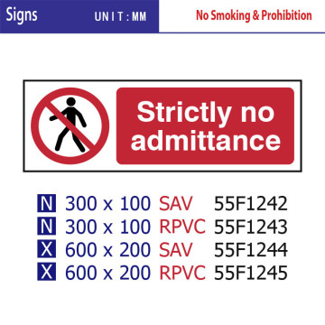 wholesale Strictly no admittance signs No Entry warning signs pvc board safety signs