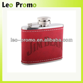 leather covered hip flask 100% leather flask leather 12oz hip flask