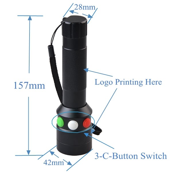 Tren sinyali için toptan alüminyum alaşım 3W XPE LED TRICOLOR Meşalesi