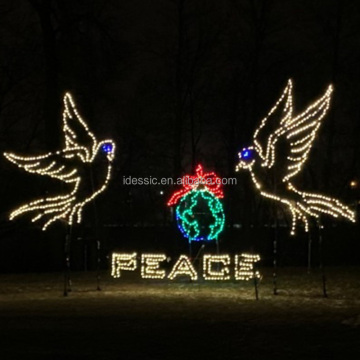 PEACE ON EARTH Dove Silhouette Lighted Rope Signs for Christmas Yard Displays