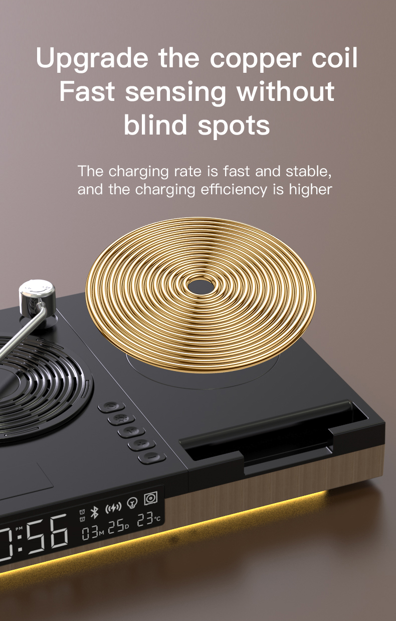 Retro classic phonograph player music digital display home portable multi-function Bluetooth speaker wireless charging