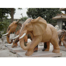 Life size modern realistic sunset red nude elephant stone sculptures