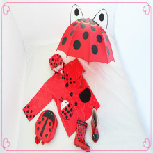 Children Lady bug cartoon rain gear set rain boots rainwear