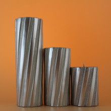 Silver Paraffin Wax Pillar Tilted Fluted Candles