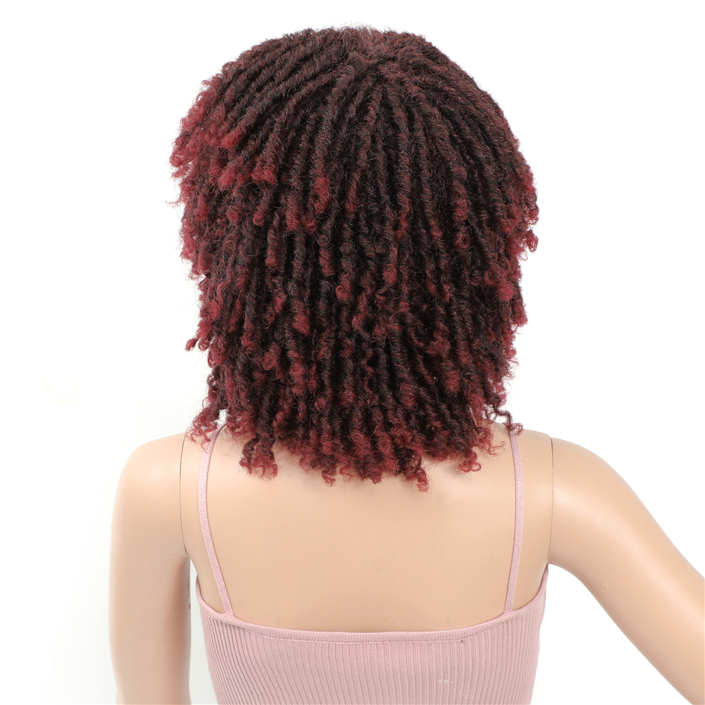 Soft Short Synthetic Wigs For Black Women 14 inch High Temperature Fiber Dreadlock Ombre Burg Crochet Twist Hair