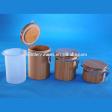 3-sizes bamboo tea canister with cover