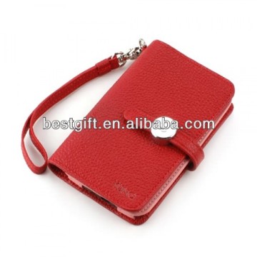 popular leather phone case leather phone wallet with strap