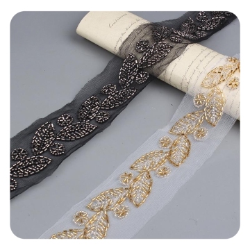 BaoliChi High Quality Polyester Beaded Lace Trim Wedding Dress