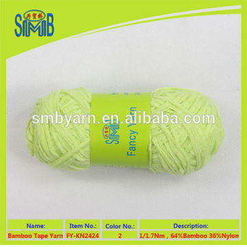 hand knitting yarn wholesalers supply nylon bamboo ribbon fabric yarn for knitting