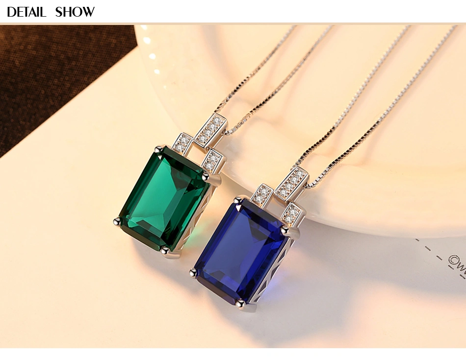 Rectangle Green Topaz Pendant 925 Sterling Silver Pendant Necklace Jewelry