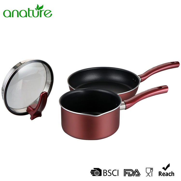 Aluminum High Quality Rose Red Cookware Set