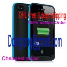 Cheep wholesale Mophie Juice Pack Plus Case and Rechargeable Battery for iPhone 4 Retail Packaging,cyan color