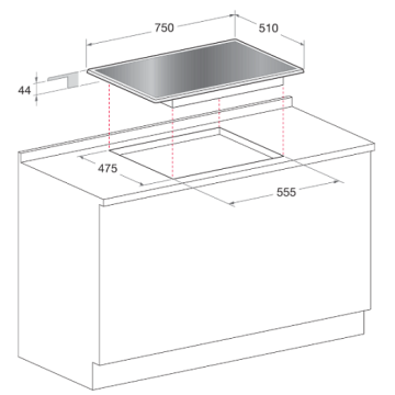 Encimeras de gas Slim Indesit Encimera de vidrio negro