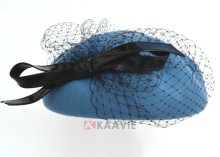 ladies church hat navy blue mesh net french women beret