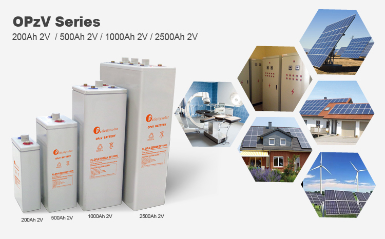 Guangzhou battery supplier rechargeable OPzV 2V 200Ah solar battery