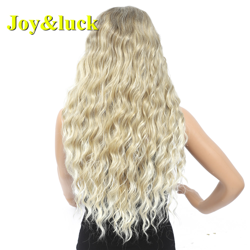 22inch Water Wave Brown Ombre Golden Blonde Wholesale Hair Wig For Women Cosplay Party Long Natural Curly Synthetic Hair Wigs