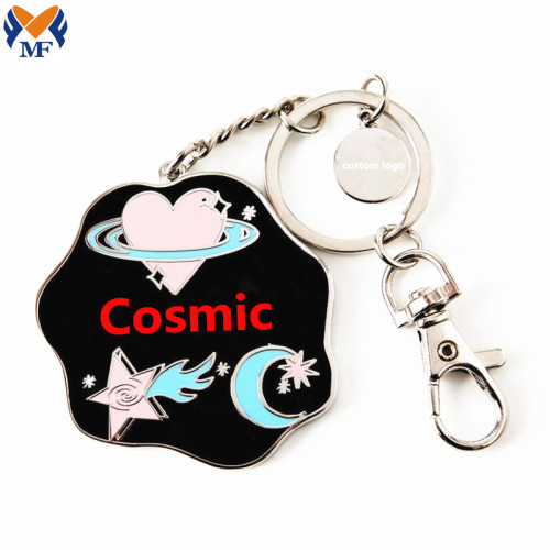 Metal Collection Customized Logo Space Enamel Keychain