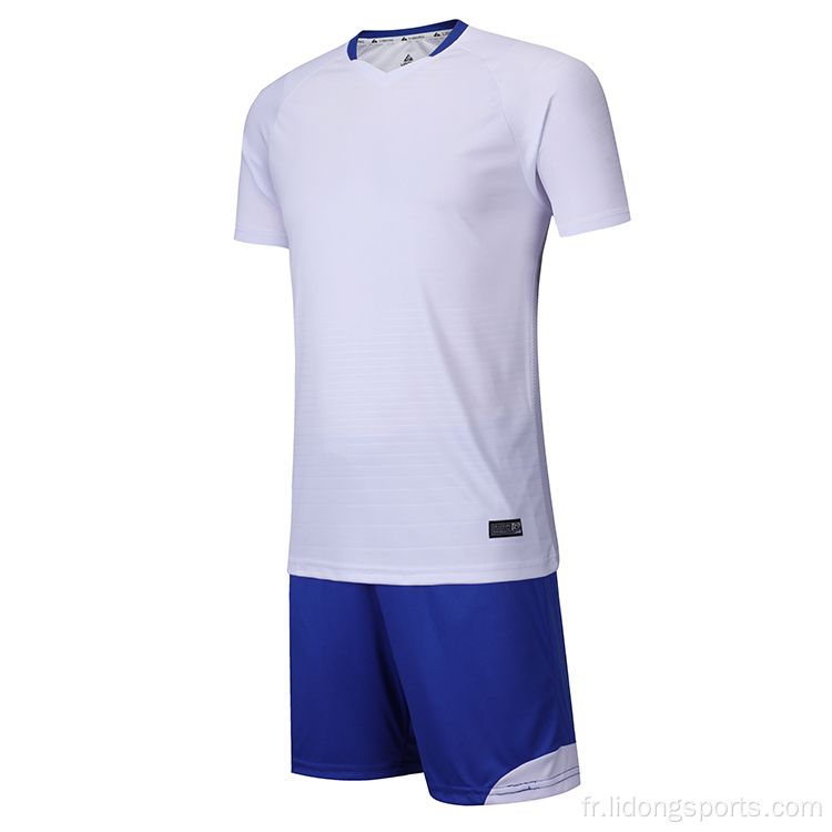 Design de maillot de football bleu blanc blanc vierge