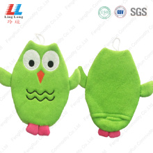 Owl shape high quality kids bath gloves