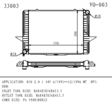 Radiator for VOLVO 850 S70 SERIES`2.4