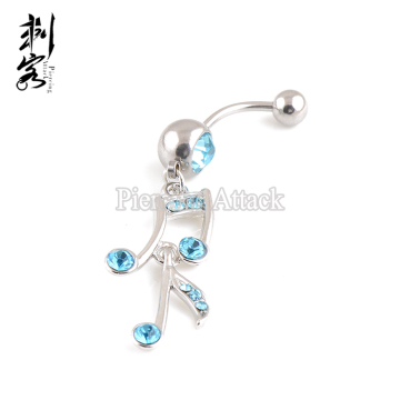 14G Stainless Steel Music Note Navel Belly Bar