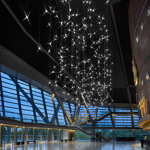 Centro comercial crystal star led lámpara colgante de luz