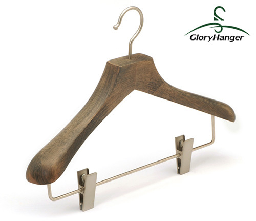 wooden suit hanger with bar