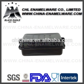 Multifunctional enamel baking pan with two ears handle