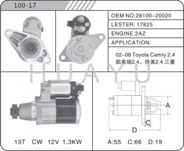 CAR TOYOTA CAMRY STARTER MOTOR 2AZ STARTER