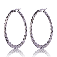Stainless steel raw materials silver color twisted hoop earrings