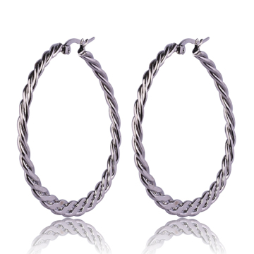 Stainless steel raw materials silver color twisted hoop earrings