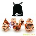 Bescon Heavy Duty Rose Copper Solid Metal Dice Set, Shiny Rose Metallic Polyhedral D&D RPG Game Dice 7pcs Set