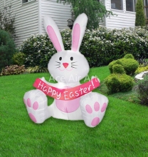 Decorate Your Yard with a 5m Pink Airblown Easter Bunny Inflatable Banner and Helium Balloon Set: Perfect for a Happy Easter Display