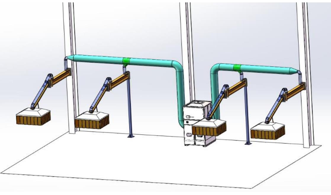 suction hood type central dust collection system