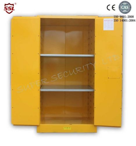 Yellow Steel Chemical Storage Cabinet Galvanized Shelves With Zinc Lever Lock For Chemical Liquid