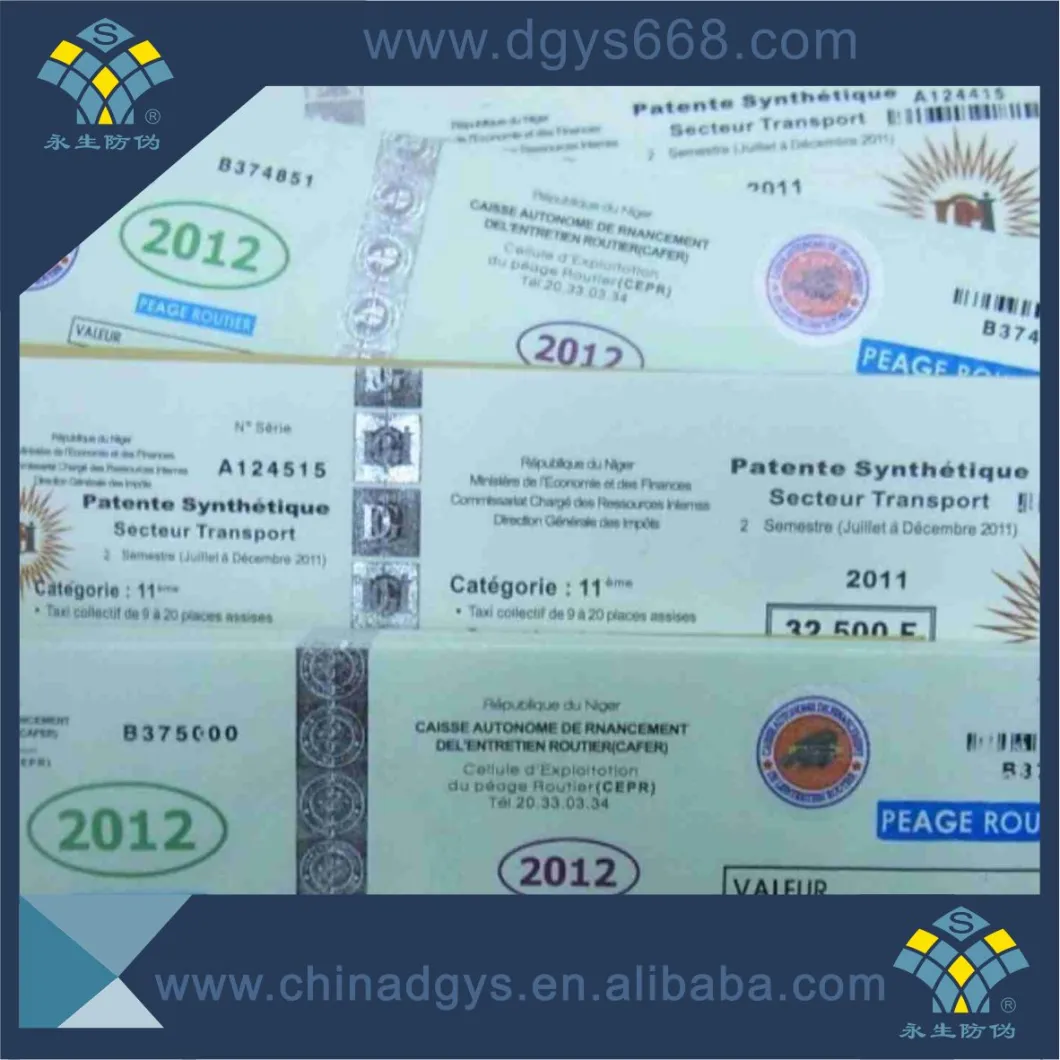 Custom Design UV Effect Embossing Foil Paper Coupon Ticket with Hologram