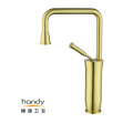 Golden Brushed Basin Faucet Brass Ceramic Cartridge