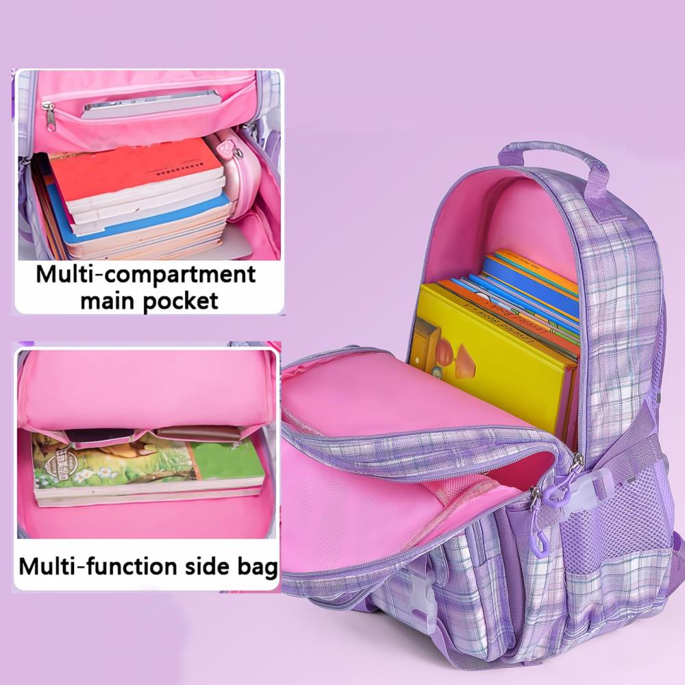 Cute Backpack for School Girls, Multi-Pockets with Cute Tote