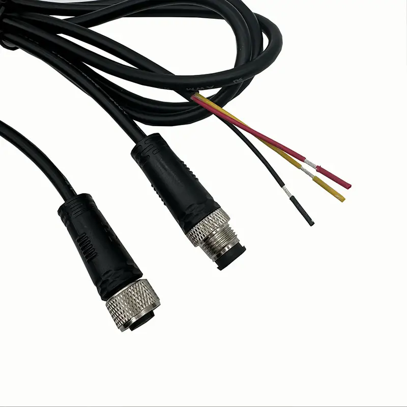 M12 3 Pin Aviation IP67 Waterproof Connector With Shield Cable
