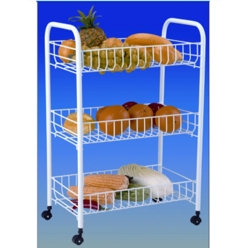 Three-layer stainless steel fruit and vegetable basket cart