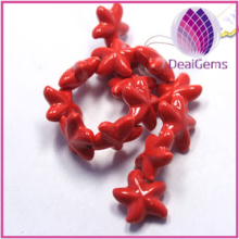 23X9mm red starfish porcelain bead