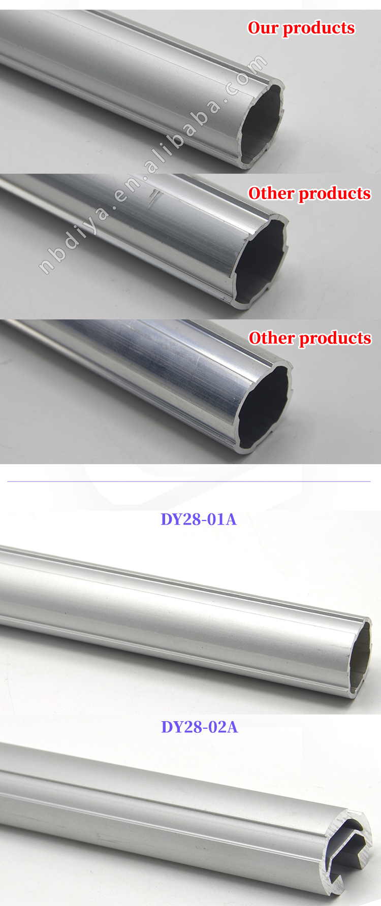 Flexible aluminum lean tube / pipe for warehouse storage racks, aluminum shelving systems