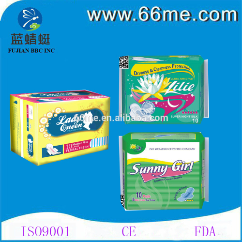 ultra thin cotton High absorption lady airlaid disposable printed custom lady pads & sanitary napkins