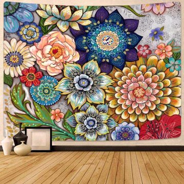 Colorful Bohemian Floral Wall Tapestries: Multi-Color Decorative Art for Bedroom and Home
