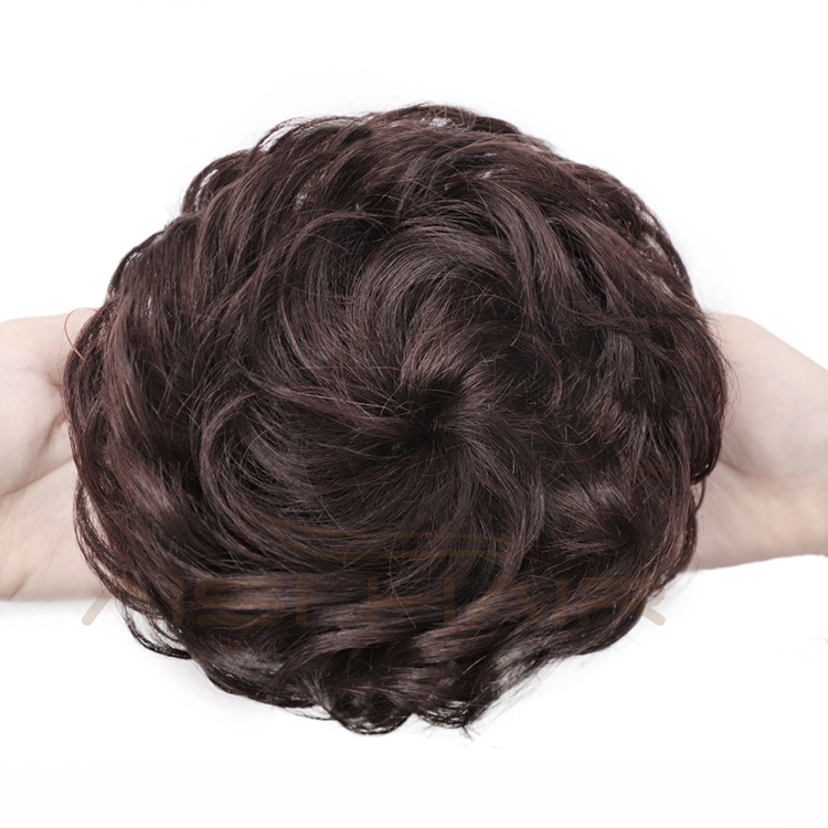 Aisi Hair Brazilian Human Hair Dark Brown Curly Chignon Bun Elastic Rope Rubber Band Hairpiece Clip In Extension For Women