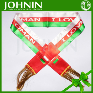 new design profession factory sublimation printing Custom national day satin OMAN National Day Flag scarf